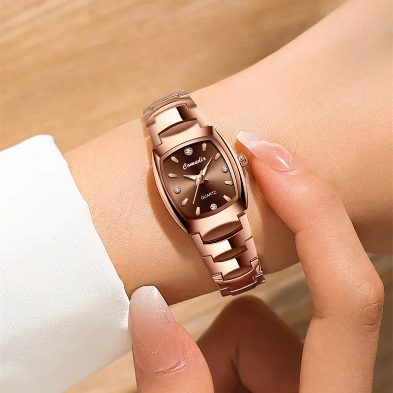 Elegant Relojes Para Mujer Women Quartz Watch Classic Rose Gold Tungsten Stainless Steel Band Watches Luxury Ladies Wristwatches